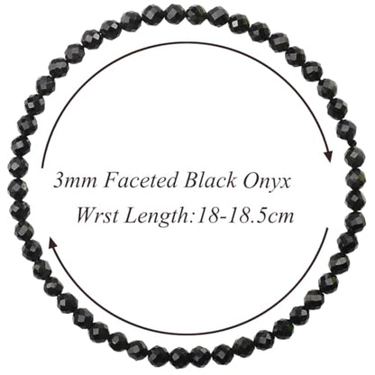 MASSIVE BEADS Natural Genuine Gemstone Beads Healing Crystal Chakra Reiki Jewelry Faceted Round Beads Bracelets 3mm - color: Black Onyx
