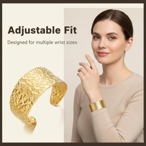 Exquisite and Stylish Gold Bracelet, Fashion Jewelry, Women's Gold Accessories – Ideal Gift for Mom, Wife or Girlfriend - style: Frosted texture wide-face C-shaped bracelet