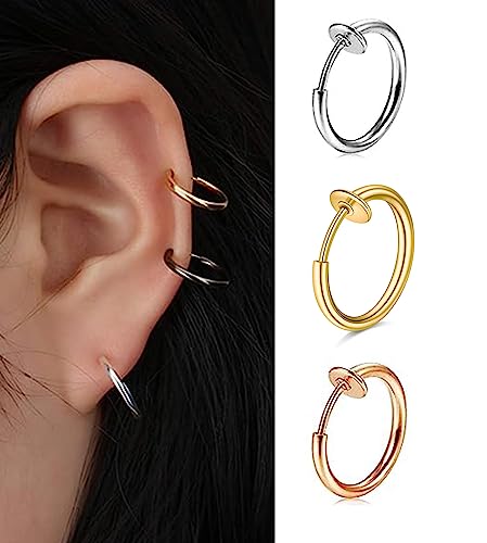 QWALIT Fake Nose Ring Fake Lip Piercing Fake Lip Ring Fake Nose Ring Hoop Fake Snake Bites Fake Lip Piercings Faux Lip Rings Fake Nose Piercing Clip on Nose Ring Spring - color: A2-spring hoop