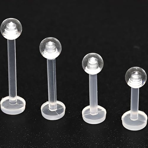 Clear Lip Piercings Set for Women Men Acrylic Nose Retainers Helix Tongue Rings Jewelry Earrings Studs Labret Piercing Para La Nariz 10 Pcs - size: 1.6*12+3