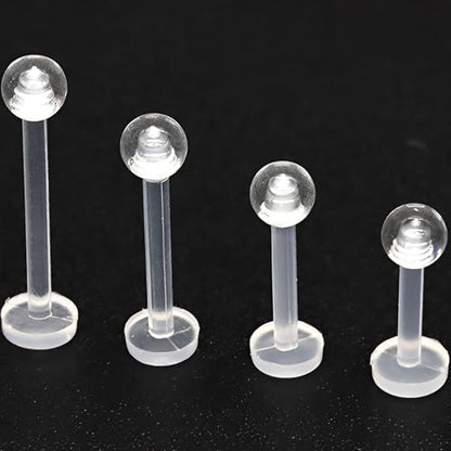 Clear Lip Piercings Set for Women Men Acrylic Nose Retainers Helix Tongue Rings Jewelry Earrings Studs Labret Piercing Para La Nariz 10 Pcs - size: 1.6*12+3