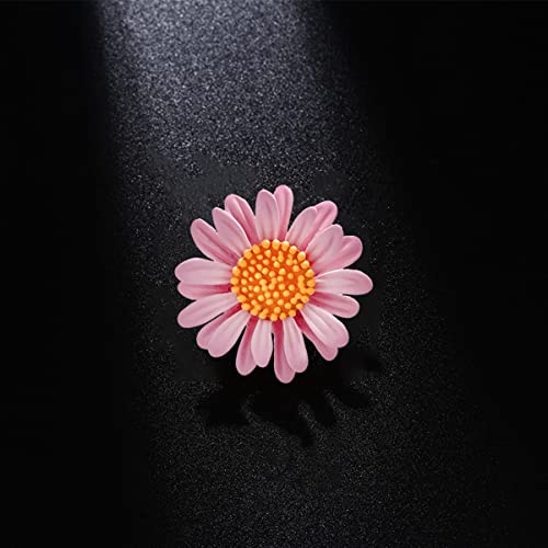 Multicolor Cute Daisy Flower Brooch Pins, Plant Sunflower Suit Lapel Pin,Pink Yellow White Sun Flower Dress Neckline Pin Enamel Charm Daisy Coat Collar Brooch for Women Girls Men Jewelry Gifts - color: E pink