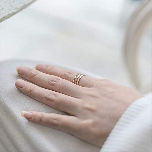 KAZITSAN 1mm 3pc Women Men Stainless Steel Rings fashion Plain Band Knuckle Stacking Midi Rings Silver/Rose Gold Wedding Band Comfort Fit - color: RoseGold