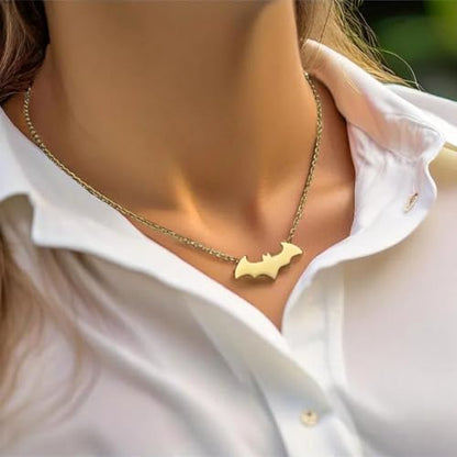 Tapp Collections Stainless Steel Superhero Pendant Necklace - color: Bat-W / Steel Chain / Gold Color