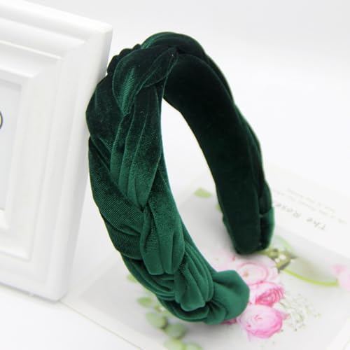Green Headbands for Women Braided Headbands Velvet Padded Hairbands Cute Hair Accessories for Women Girl - color: Green