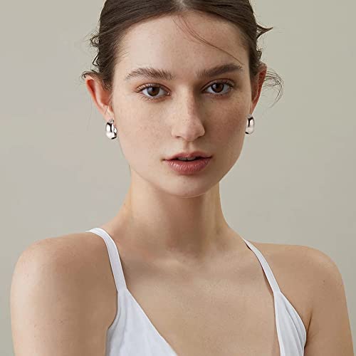 Gold Clip on Earrings for Women 14K Gold Plated Chunky Clip on Hoop Earrings 9 Pairs No Piercing Fake Earrings Set - color: Silver Tone