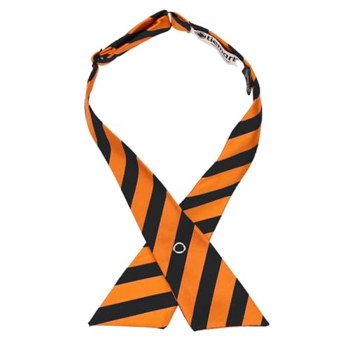 tiemart Crossover Tie - color: Orange and Black Striped