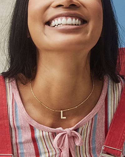 Kendra Scott Letters A-Z Pendant Necklace for Women, Fashion Jewelry, 14k Gold-Plated Brass - color: Letter L