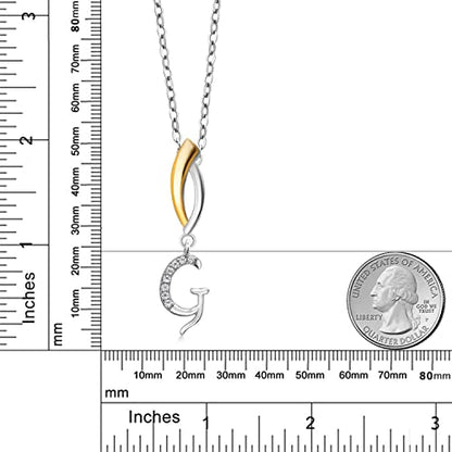 Gem Stone King Initial Pendant Necklace Letter A to Z Alphabet | 925 Sterling Silver | White Moissanite | Gift Women Mother's Day Christmas Wife Mom Girlfriend Anniversary Birthday | By Keren Hanan - style: Initial G