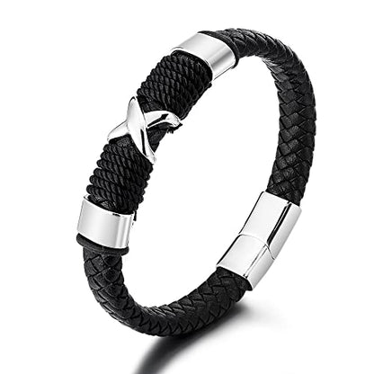 YGLINE Leather Wrap Bracelets for Women, Boho Multi-Layer Stone Beads Cuff Bracelet Jewelry - color: black