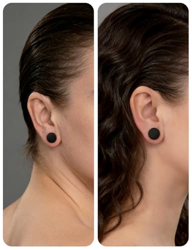 Ears Gauges Tunnels Plugs for Women Solid Silicone Ear Gauge Stretching Kit 8G to 1" (3MM- 25MM) Expander Stretcher Plug Earrings for Piercing Jewelry for Women (Black White Flesh) - color: 8g to 1", Black