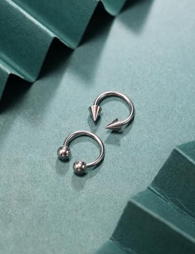 F136 Titanium 20/18/16/14/12/8/4/2g Septum Nose Rings Gauge Earrings Lip Rings Prince Albert Jewelry Internally Threaded Horseshoe Hoop Piercings - size: 14g*12mm