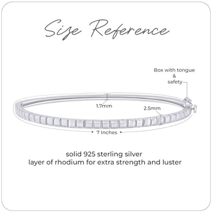 Classic Plain Design & 7 inch Bangle Bracelet for Women | Metal: Sterling Silver|Stone: Moissanite - color: Stack Stripe