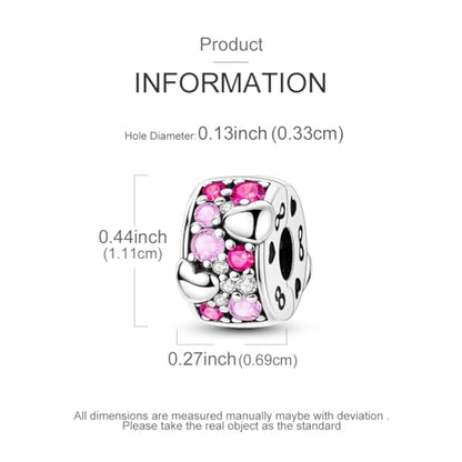 Hapour Clip Spacer Charm for Bracelet 925 Sterling Silver Stopper Beads | Heart Stopper Charm, Butterfly Lucky Clover Sunflower Openable Clip Lock Jewelry Beads for Women Mom - color: Pink CZ Heart Shape