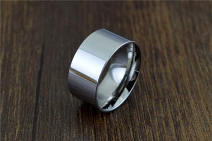 10mm Wide Stainless Steel Ring Simple Stylish Style Rose Gold/Silver Big Band Polished Flat Top for Men Women Size 5-15 - color: Silver