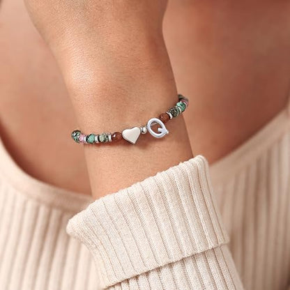 Heart Initial Bracelets for Teen Girls, Teen Girl Gifts Trendy Stuff, Christmas Stocking Stuffers for Kids, Unique Gifts for Teenage Girls on Birthday Graduation - style: Q