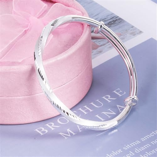 925 Sterling Silver Bangles For Women Handmade Silver Bangles Open Adjustable Bangle Bracelets For Women Silver Open Cuff Bracelets Stackable Wrap Bangles Festival Jewelry Gifts - color: Style 19