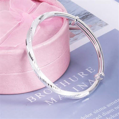 925 Sterling Silver Bangles For Women Handmade Silver Bangles Open Adjustable Bangle Bracelets For Women Silver Open Cuff Bracelets Stackable Wrap Bangles Festival Jewelry Gifts - color: Style 19