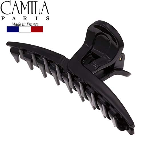 Camila Paris CP2661 French Hair Clip for Women, Narrow, Strong Hold Grip Double Teeth Girls Hair Claw Clips Jaw, Fashion Durable Styling Hair Accessories for Women, Made in France - color: Black 3.25"