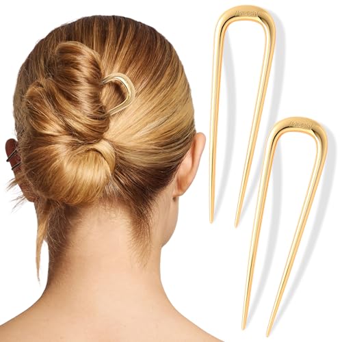Kitsch French Hair Pins for Women | Secure Hold All Day - Gold, 2pcs | Elegant & Durable Metal French Pin for Updos, Chignon, Buns & Twist Hairstyles | Comfortable Fit Hair Accessories For Women - color: Gold, size: 2 Count (Pack of 1)