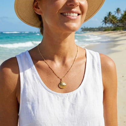 Jean Beau Dainty Pendant Necklaces for Women, Cute Chain Necklace Jewelry Gift - color: Shell