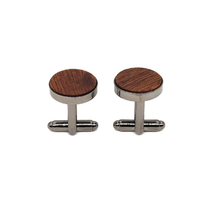ARFUKA Round Wooden Black Copper Cufflinks Set for Men Handcrafted Elegant Shirt Studs & Jewelry Accessories