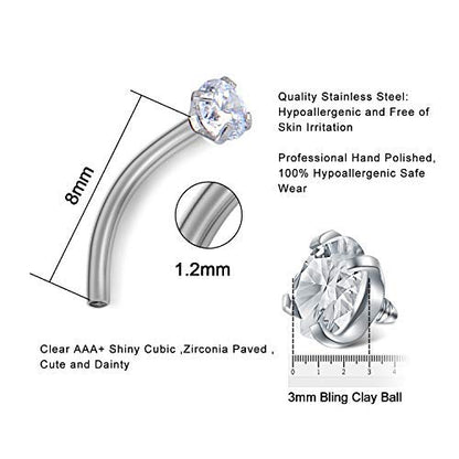 Anicina Rook Curved Barbell Piercing Jewelry Surgical Steel Rook Earrings Eyebrow Rings for Women Horseshoe Rook Eyebrow Septum Piercing Hoop 16G Silver Black - color: E-mix 3-8mm