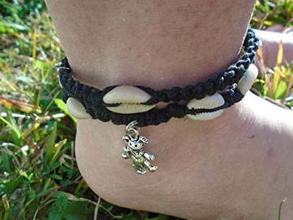 Shell Hemp Anklet - color: Black