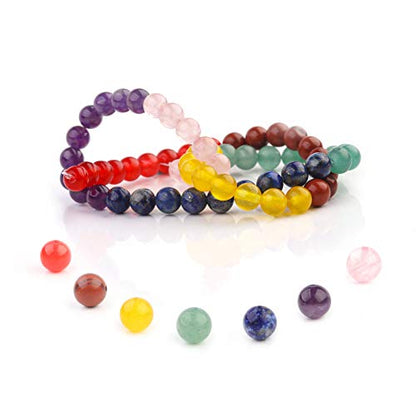7 Chakra Gemstone Beads 6mm Polished Round Smooth Natural Chakra Stone 63pcs Healing Crystals and Stones for Jewelry Making Crafting 15Inch(7 Chakra Stone,6mm) - color: 7 Chakra, size: 6mm