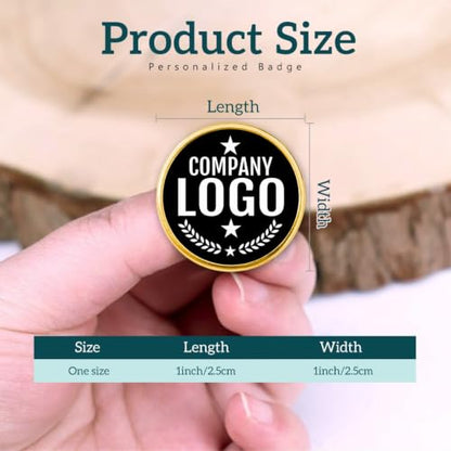 Custom Pins with Logo - Customized Buttons for men Women Customized pin - color: Round and Gold