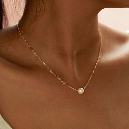 Dainty Pearl Necklace for Women Gold Plated Bridal Wedding Jewelry Trendy Cute Lariat Pearl Pendant Drop Charm Choker Stackable Necklace Gift for Women Mom Sister Daughter - color: B.2 pearls