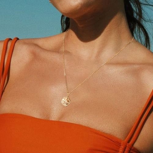 MTMY Gold Starfish Necklace 14K Gold Plated Shell Conch Ocean Pendant Necklace for Women Beach Summer Jewelry - style: shell starfish
