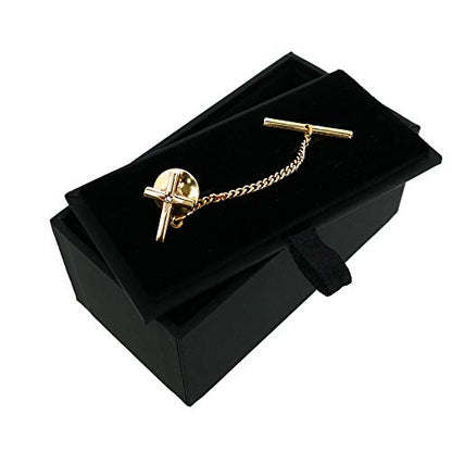 Men's Elegant Cross Tie Tack with Crystal Center for Formal Wear - color: Gold