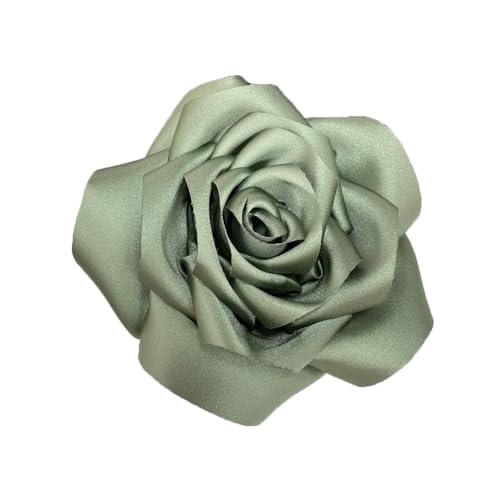 Satin Rose Flower Large Brooch Lapel Pins Handmade Fabric Flower Brooches Pin Classic for Wedding Party Dance Banquet for Women Men Dress Suit Clothes Accessories JewelryGifts 110mm - color: Olive Green