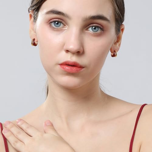 Chunky Resin Teardrop Earrings, 18K Gold Acrylic Resin Drop Hoops，Hypoallergenic Fashion Jewelry for Women,18K Gold Plated Resin Drop Earrings - color: Wine Red