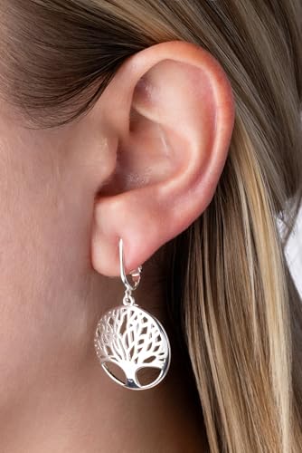 Silver Clip On Earrings For Women, They Look Pierced, Don't Pinch & Won't Fall Off, Hypoallergenic & Lightweight - color: Silver Tree of Life