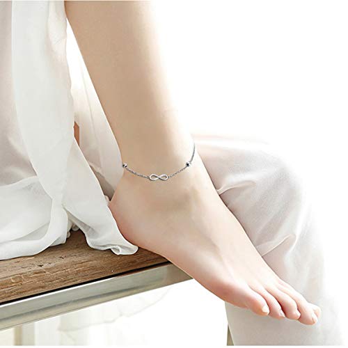 Anklet for Women 925 Sterling Silver Foot Adjustable Ankle Bracelet Jewelry - style: Infinity