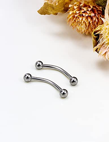 14G 16G Eyebrow Piercing Jewelry G23 Titanium Curved Barbell Eyebrow Ring Vertical Labret Lip Jewelry Rook Daith Earrings Piercing Jewelry for Women Men 6mm 8mm 10mm 12mm 14mm 16mm - color: 16G-12mm