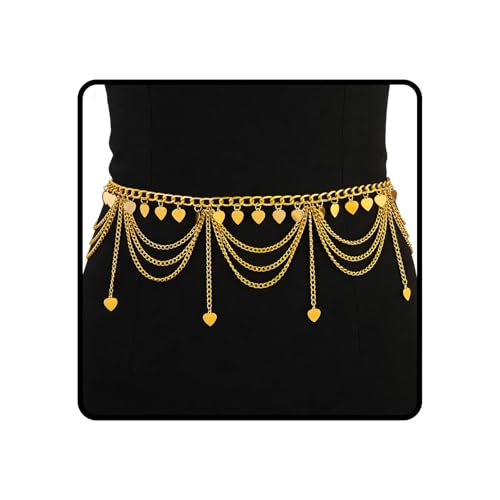 ELABEST Gold Waist Chain Layered Tassel Metal belly chain belt for women Fashion Costume Outfit Accessories