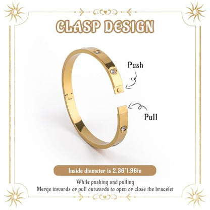Bracelet Bangle Set, 4pcs Stackable Four Leaf Gold Bracelet Set for Wife Mom Girlfriend - color: Gold (K2)