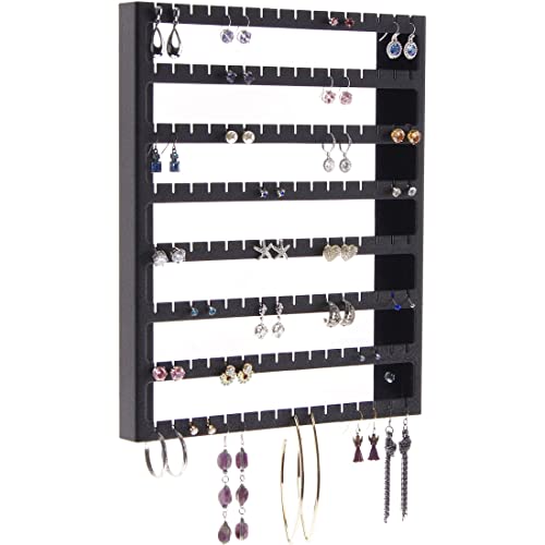 Angelynn's Wall Mounted Earring Holder Organizer, Luka Black, 9"x11" | For Women, Small Earrings Only - color: Black, size: Luka 9"x11"