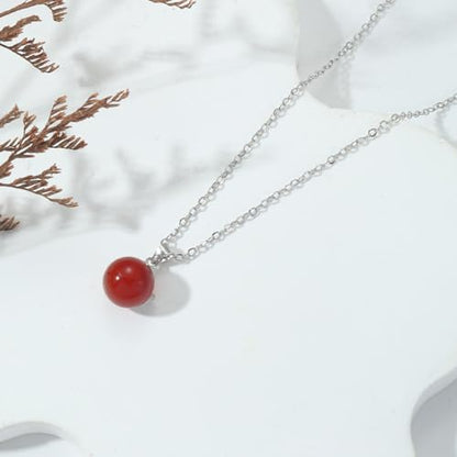 Natural Jade Necklace for Women Sterling Silver Adjustable Handmade Green Jade Pendant Necklaces Healing Crystal Necklace Good Luck Gift for Her - style: Carnelian Necklace