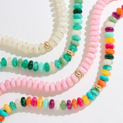 Chunky Colorful Choker Necklace for Women - Summer Beach Round Resin Beads Necklace, Trendy Statement Summer Beach Jewelry Birthday Gifts for Vacation Holiday - color: 18mm White Bead