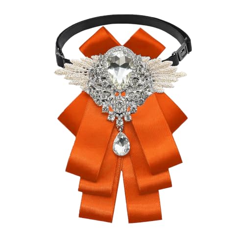 Big Rhinestone Bow Ties，Bowtie Pre-Tied Bowties Men Women | Suit for tuxedo party wedding - color: Orange