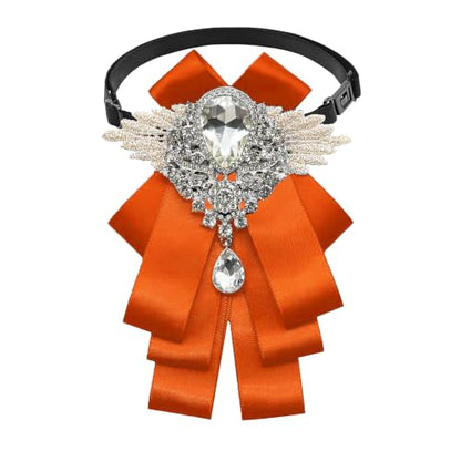Big Rhinestone Bow Ties，Bowtie Pre-Tied Bowties Men Women | Suit for tuxedo party wedding - color: Orange