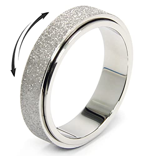 OreilleStar Titanium Stainless Steel Anxiety Ring for Women Men Fidget Spinner Ring, Size 6-12, Width 6MM, 5-Color: Rose Gold-Rainbow-Silver-Black-Blue