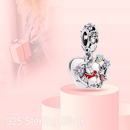 MITSOKU 925 Sterling Silver Charms for Bracelets Necklaces Animal prototype Pendant Safety Chain Dangle Pendants Beads Christmas Day Charms Jewelry Gift for Women - style: Bear and Little Pig Pendant