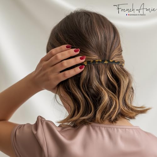 French Amie Long and Thin Large 4 Inch Acetate Hair Clip Barrette | Handmade Shell For Women Girls Teens Adults Everyday Style - color: Tokyo