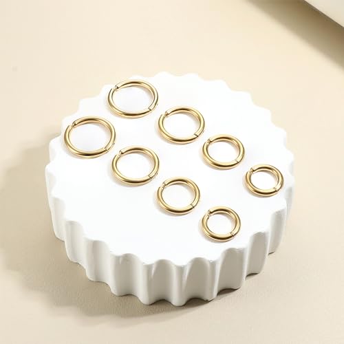 YADOCA 8 Pieces Clip On Earrings For Men Women Non-Piercing Fake Earrings Stainless Steel Clip On Hoop Earring Cool Earrings Ear Clips Set for Gifts - style: Gold: 10/12/14/16mm