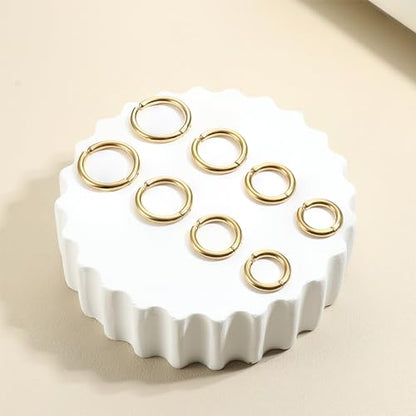 YADOCA 8 Pieces Clip On Earrings For Men Women Non-Piercing Fake Earrings Stainless Steel Clip On Hoop Earring Cool Earrings Ear Clips Set for Gifts - style: Gold: 10/12/14/16mm